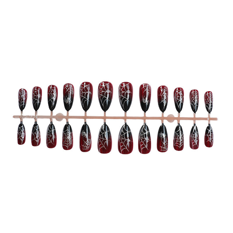 Gothic-Spinnenetz-Press-On-Nagelkunst