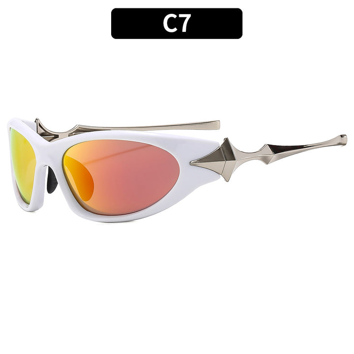 Futuristische Shield Sonnenbrille mit metallischen Akzenten