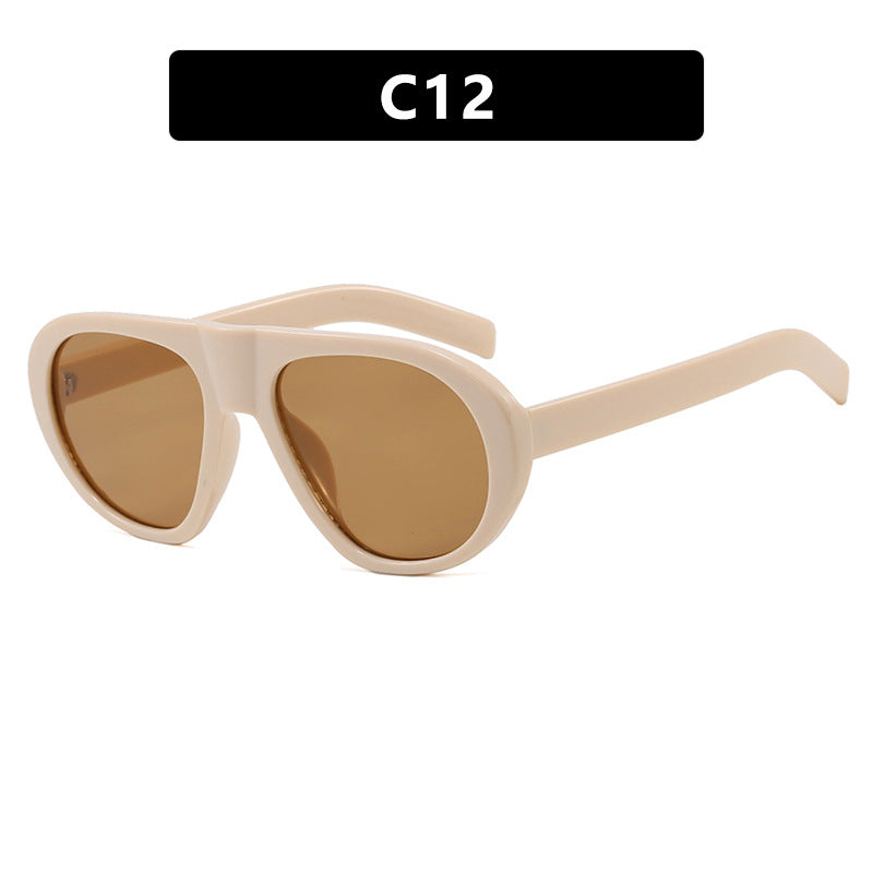 Damen auffällige Sonnenbrille mit futuristischem Rahmen und robustem Design Karnz