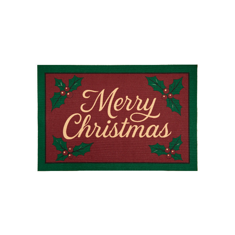 Weihnachts-Fußmatte mit Schriftzug und Stechpalmenmotiv
