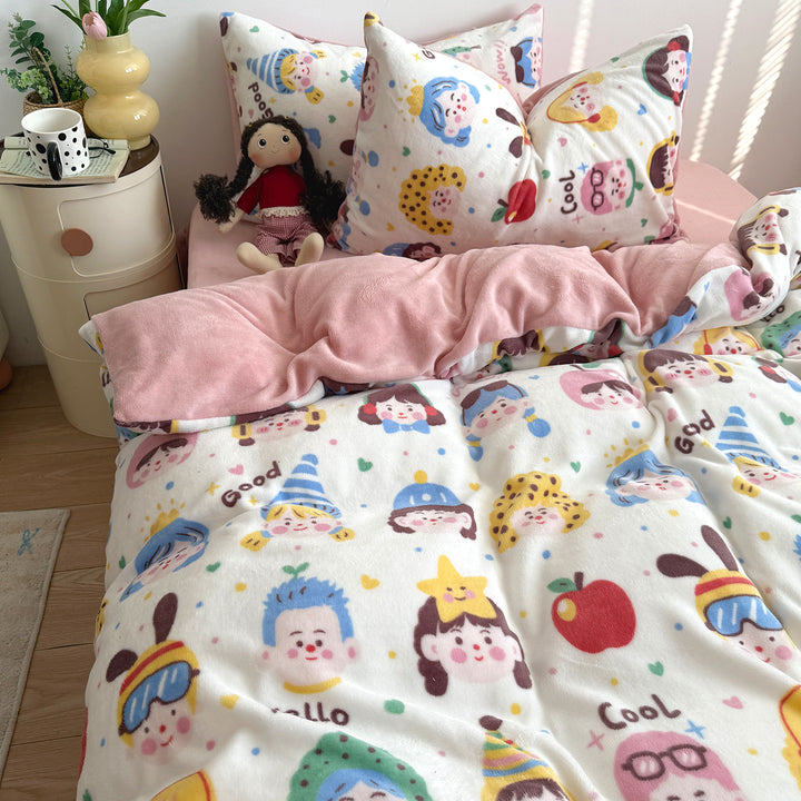 Cartoon-Themen Fleece Bettbezug Set