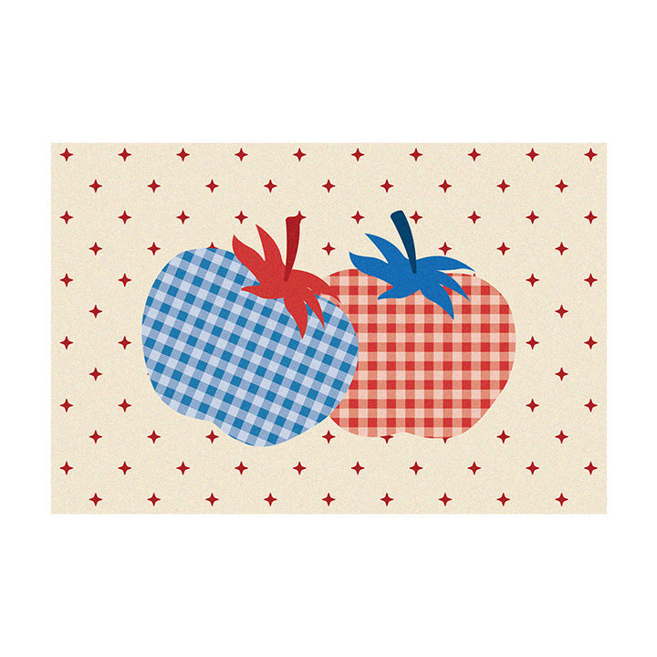 Plush Absorbent Non-Slip Bathroom Door Mat with Cartoon Stretching Cat and Paw Print