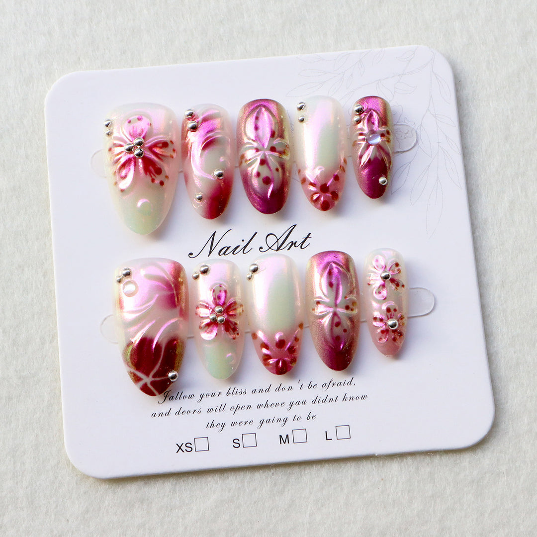 Elegante Blumen Press-On Nagelkunst Set