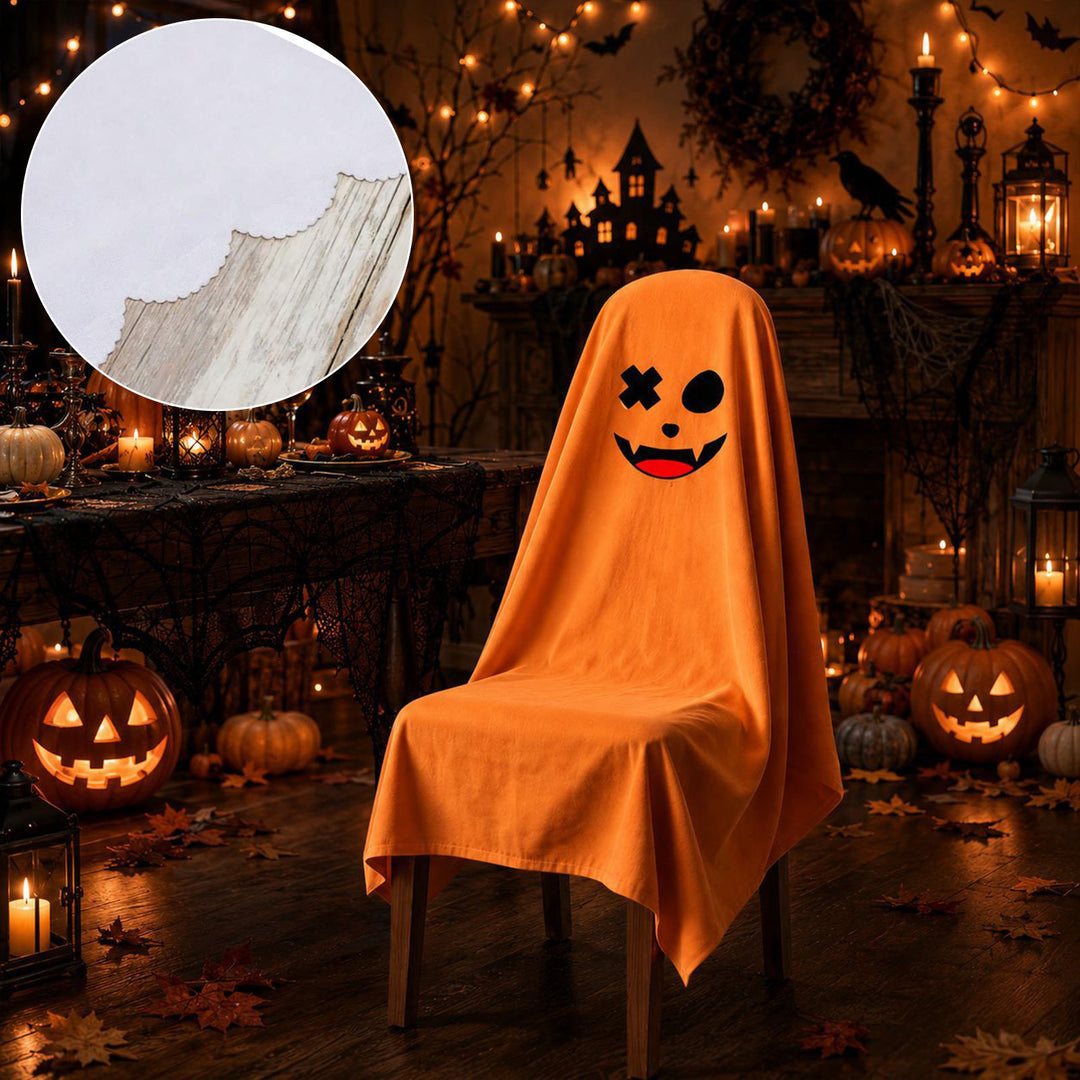 Halloween Stuhlhusse aus Baumwolle mit gespenstischem Gesicht und gezacktem Saum