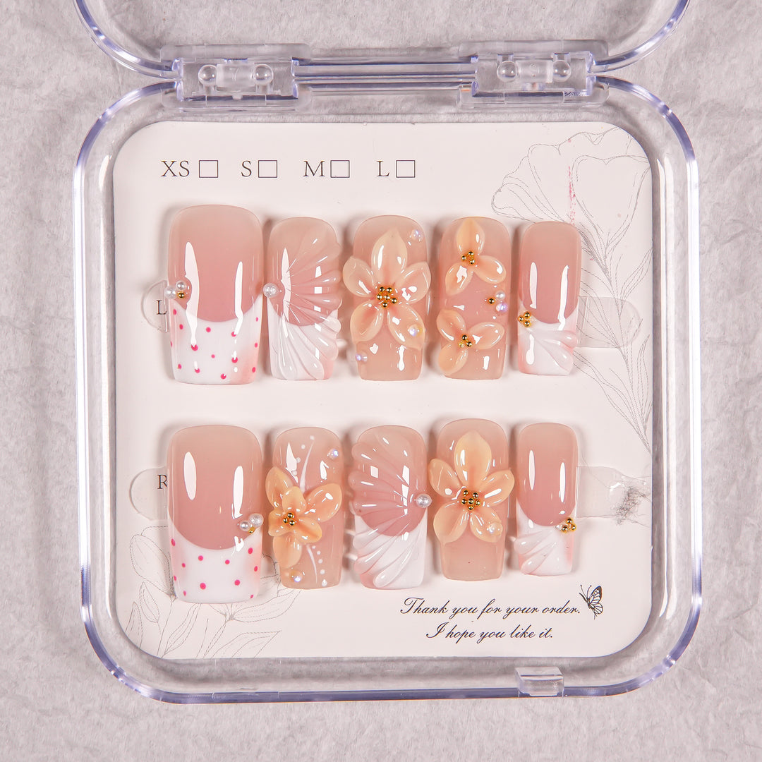 Künstlerisches Floral Press-On-Nägel Set