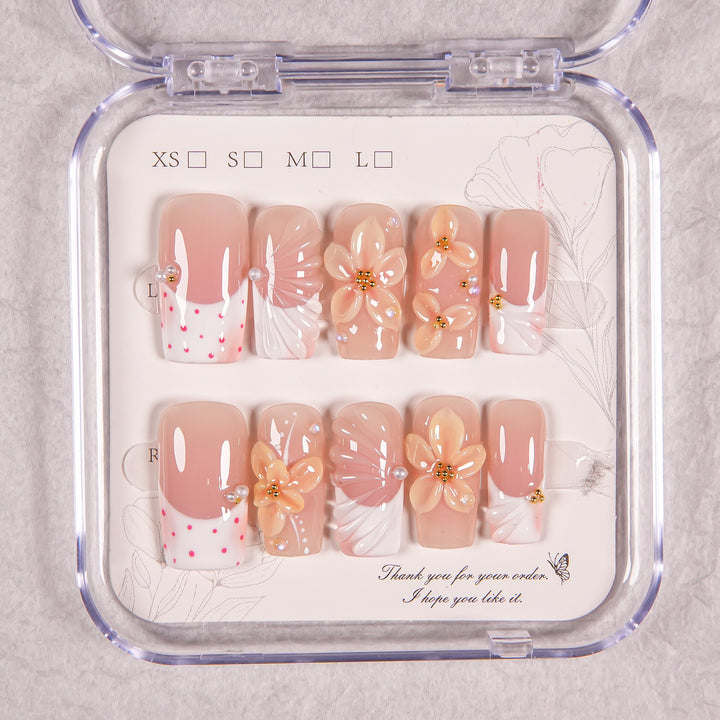 Künstlerisches Floral Press-On-Nägel Set