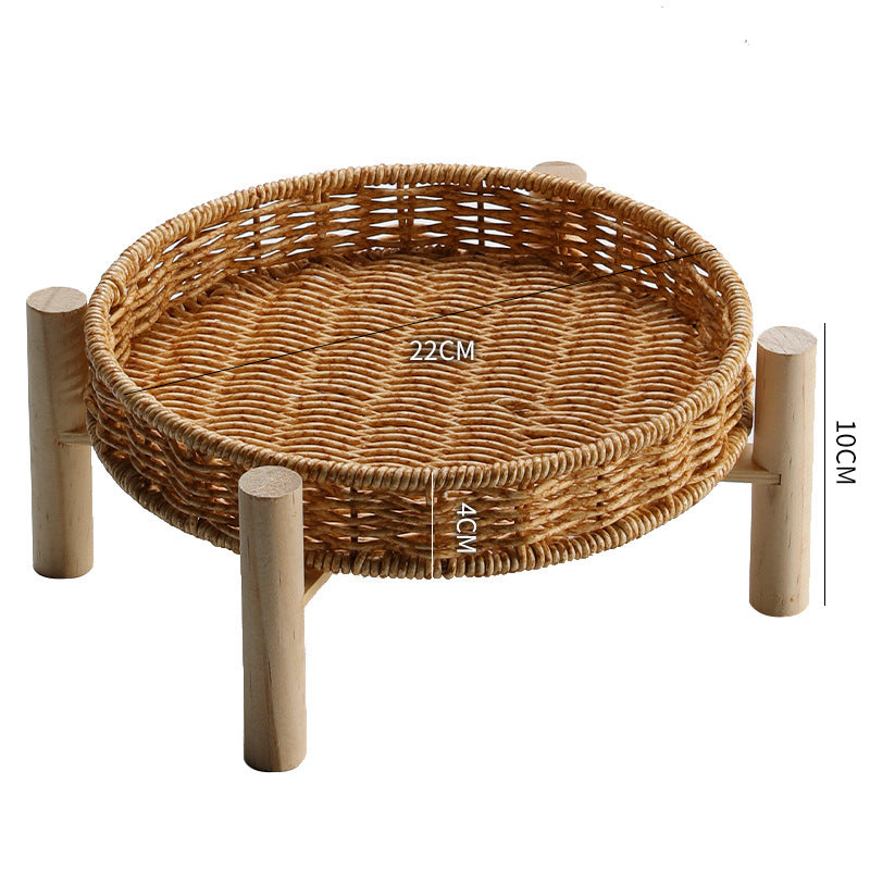 Unisex Runde Aufbewahrungsschale mit Holzbeinen Karnz