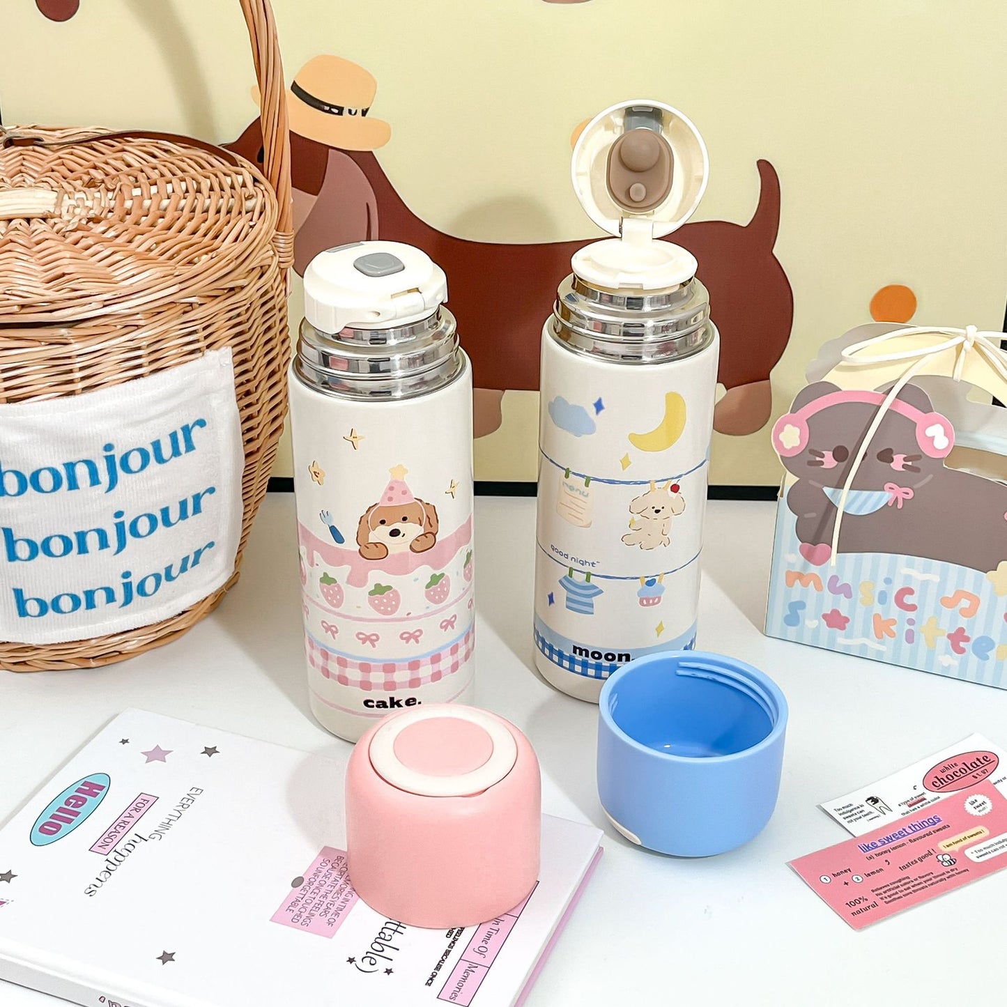 Damen Isolierte Trinkflasche mit niedlichem Motiv Karnz