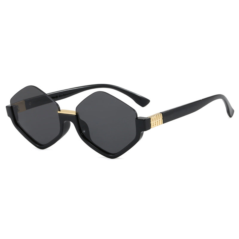 Damen modische Sonnenbrille mit trendy sechseckigem Rahmen und schützenden Gläsern Karnz