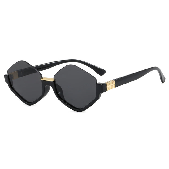 Damen modische Sonnenbrille mit trendy sechseckigem Rahmen und schützenden Gläsern Karnz