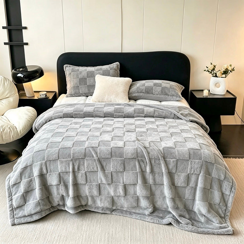 Strukturiert Patchwork Fleece Decke Karnz