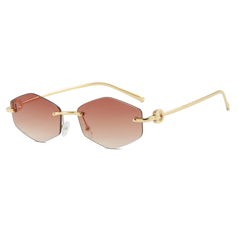 Damen modische Sonnenbrille mit hexagonalem Gestell und luxuriösen Akzenten Karnz