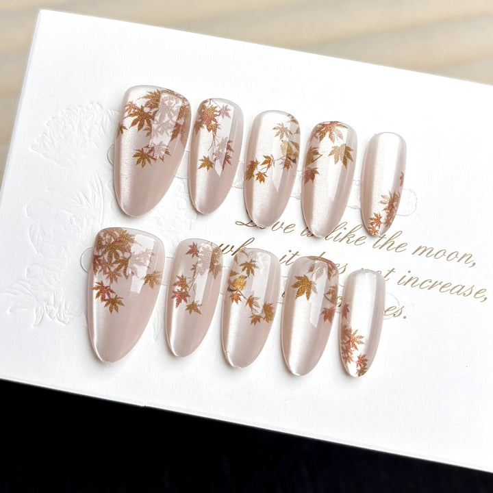 Herbst-inspirierte dekorative Press-On-Nagel Set