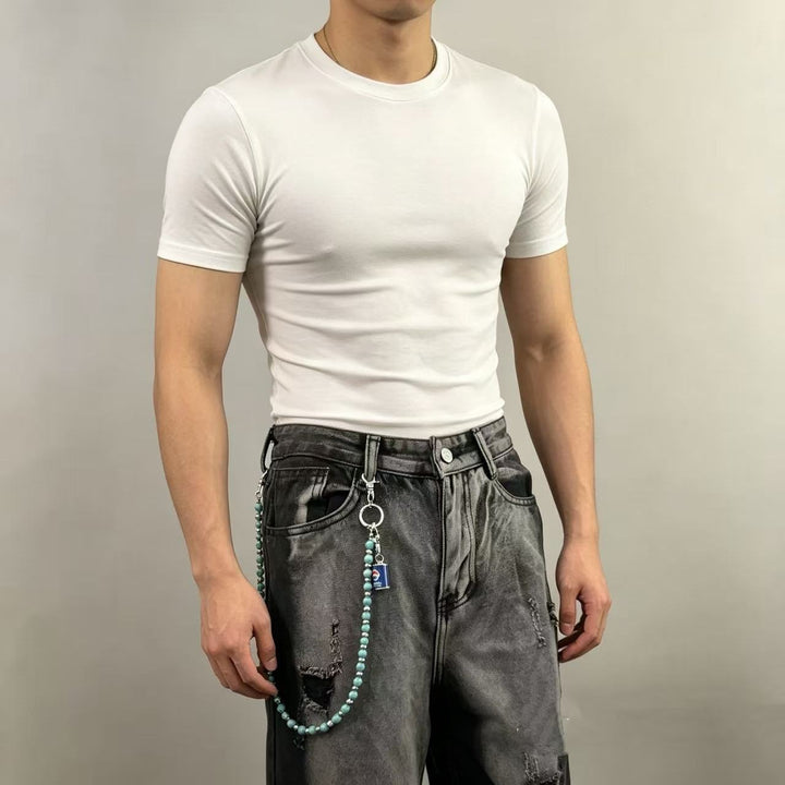 Cropped T-Shirt mit Trendigem Kettenanhänger Karnz