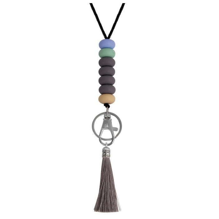 Bunter Perlen-Schlüsselanhänger Lanyard mit Quaste Karnz