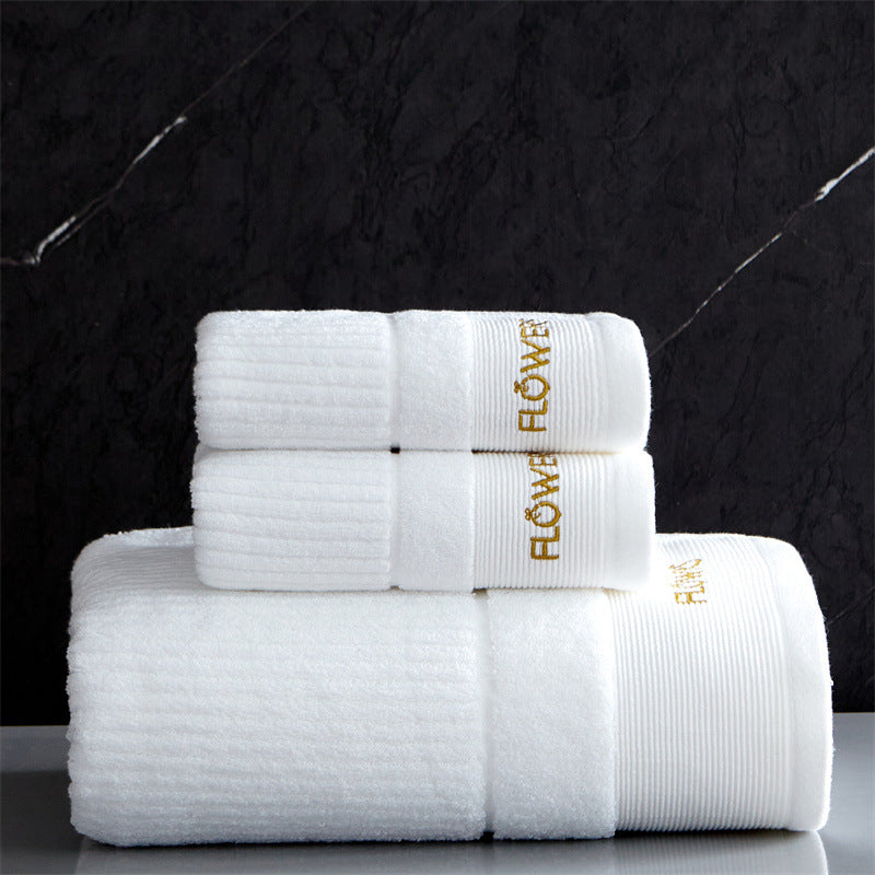 Luxuriöses Frottier-Handtuch-Set aus Baumwollvelours mit Rippenstruktur