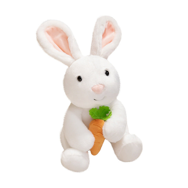 Plüsch Blumenfutter Ohr Bunny Plüschspielzeug mit besticktem Gesicht und lockigem Kunstpelz Karnz