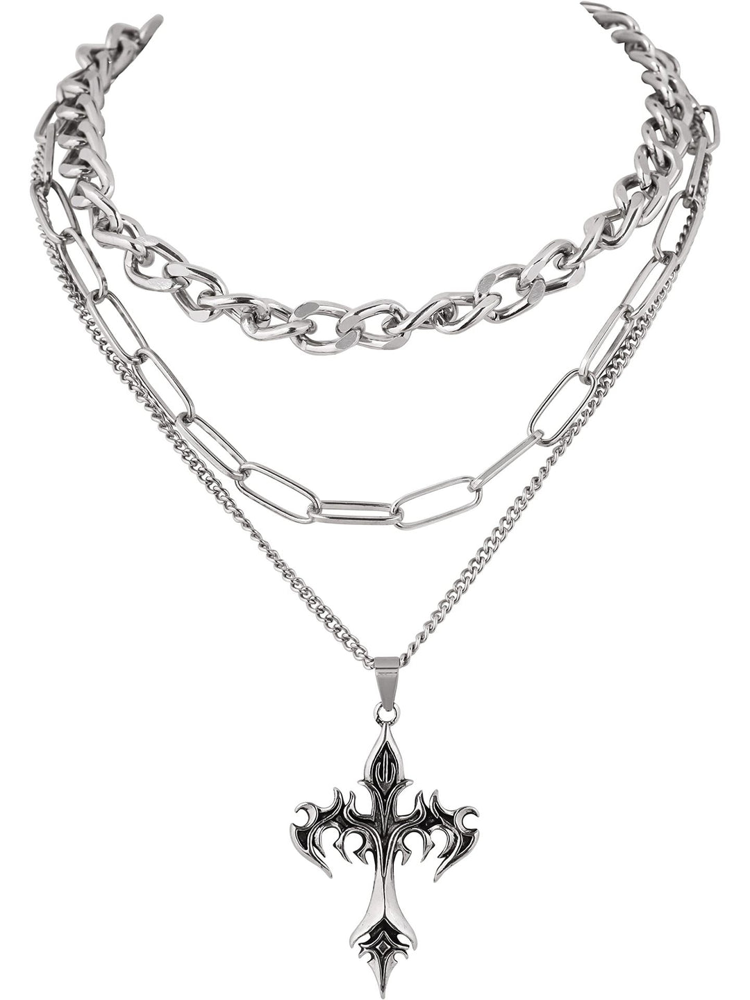 Schichtenkette Kreuz Anhänger Necklace Karnz