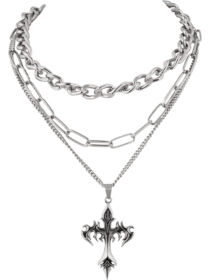 Schichtenkette Kreuz Anhänger Necklace Karnz