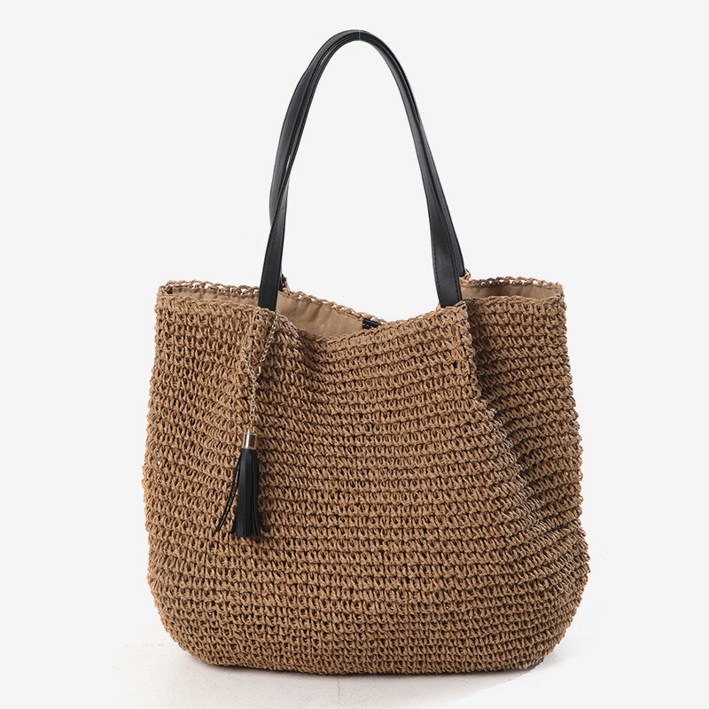 Damen Handgefertigte Tragetasche aus geflochtenem Naturmaterial mit elegantem Tassendetail Karnz