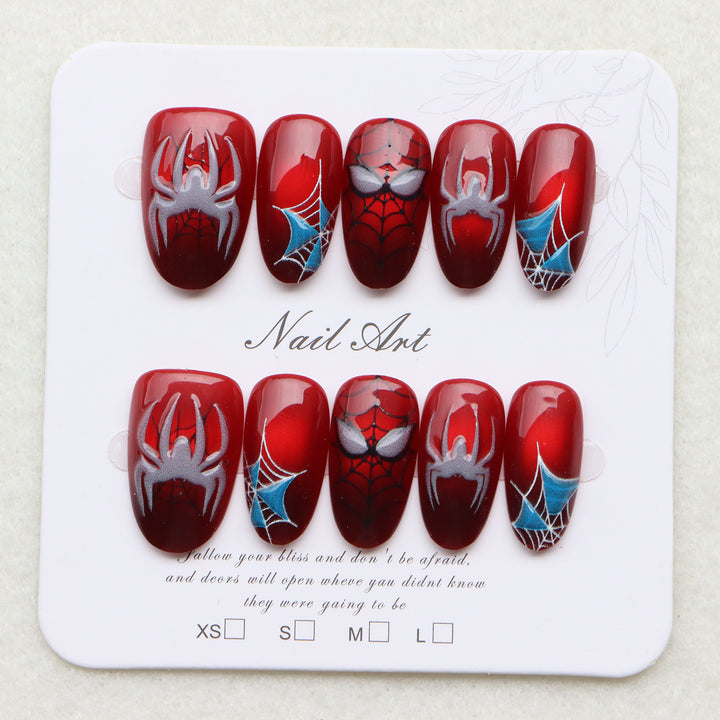 Themenbasierter Spider-Man inspirierter Press-On Nagelkunst Set Karnz