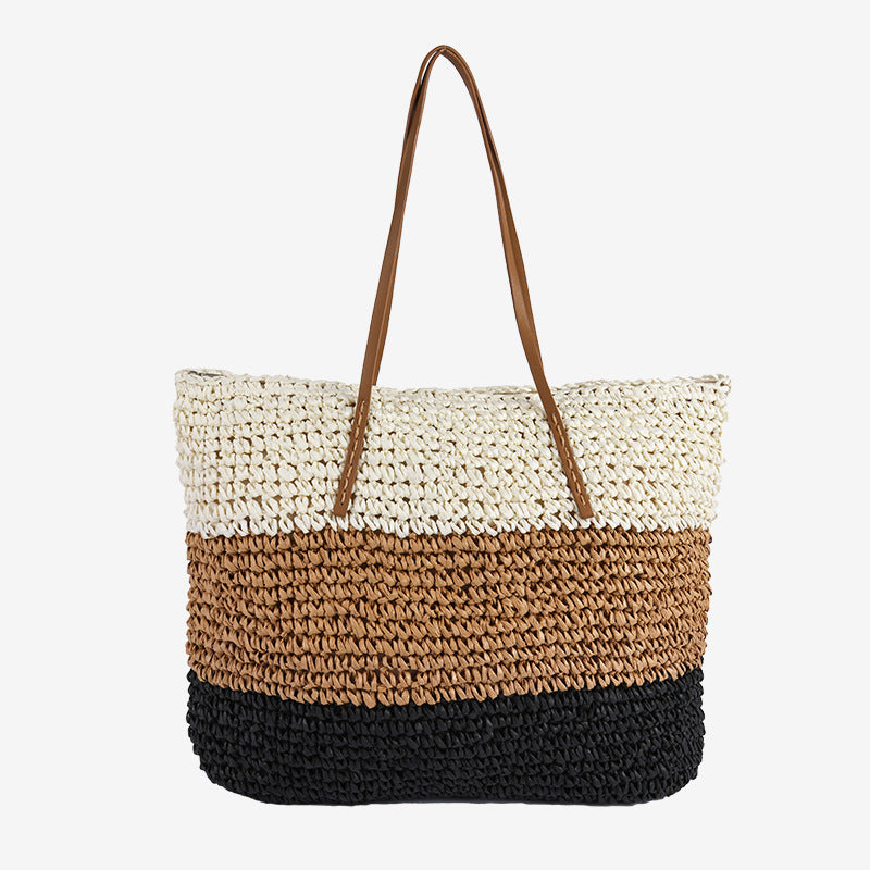 Damen Mode-Tasche aus handgefertigtem Naturmaterial mit Streifenmuster Karnz