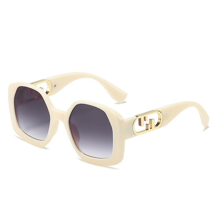 Damen oversized Sonnenbrille mit extravagantem geometrischen Rahmen und eleganten Akzenten Karnz
