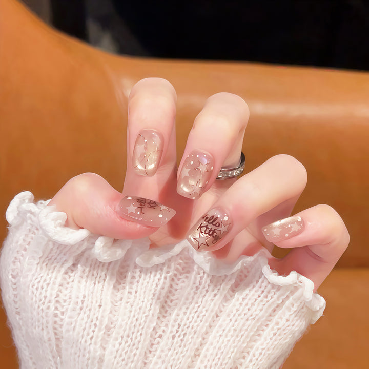 Dekoratives Press-On Nagelkunstset mit Stern Design
