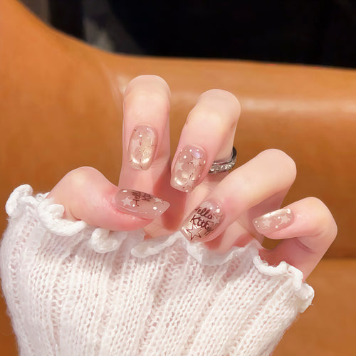 Dekoratives Press-On Nagelkunstset mit Stern Design