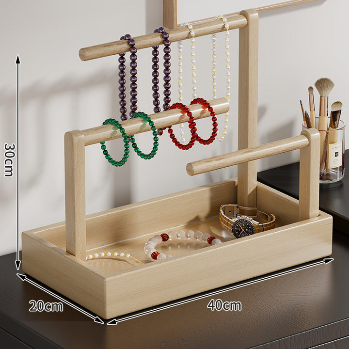 Holz Schmuck Organizer mit zwei Ebenen und Aufhängebügeln