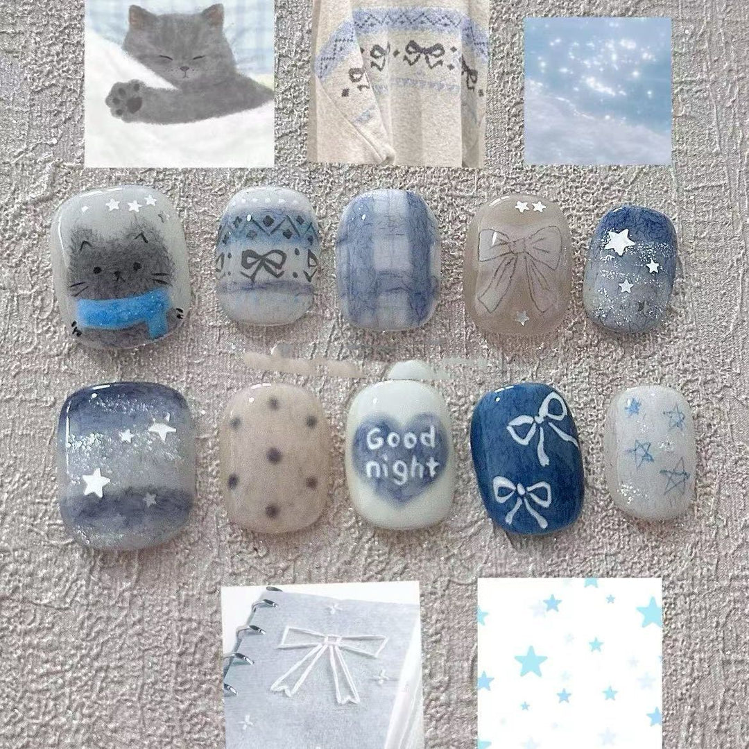 Künstlerisches Kaffee-inspiriertes Press-On Nagelkunst Set Karnz