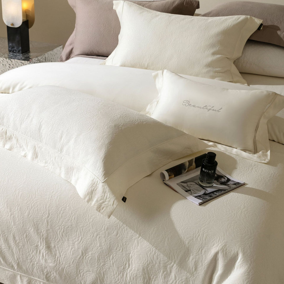 Luxuriöses Baumwoll-Jacquard-Decke Bettüberwurf Set