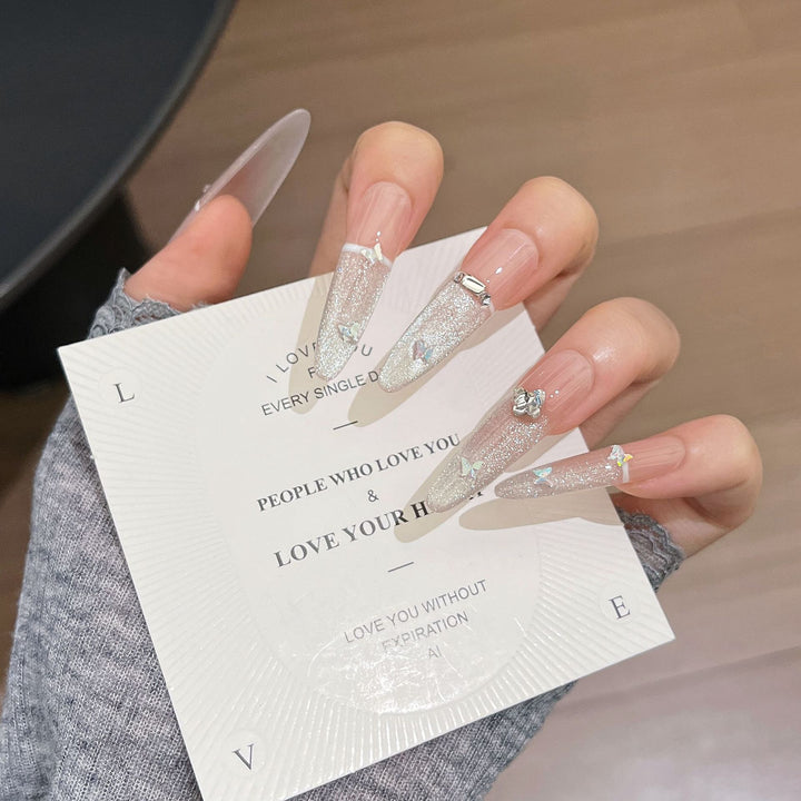 Artisanale Glitzernde Press-On Nagelverlängerungen Karnz