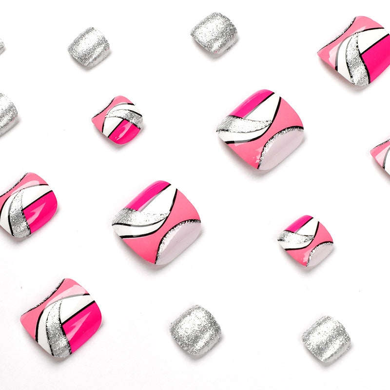 Kunstvolle Fußnagelkunst mit bunten geometrischen Designs Karnz