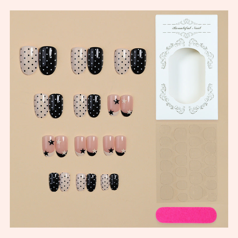 Chic Punkt- und Stern-Press-On-Nagelset Karnz