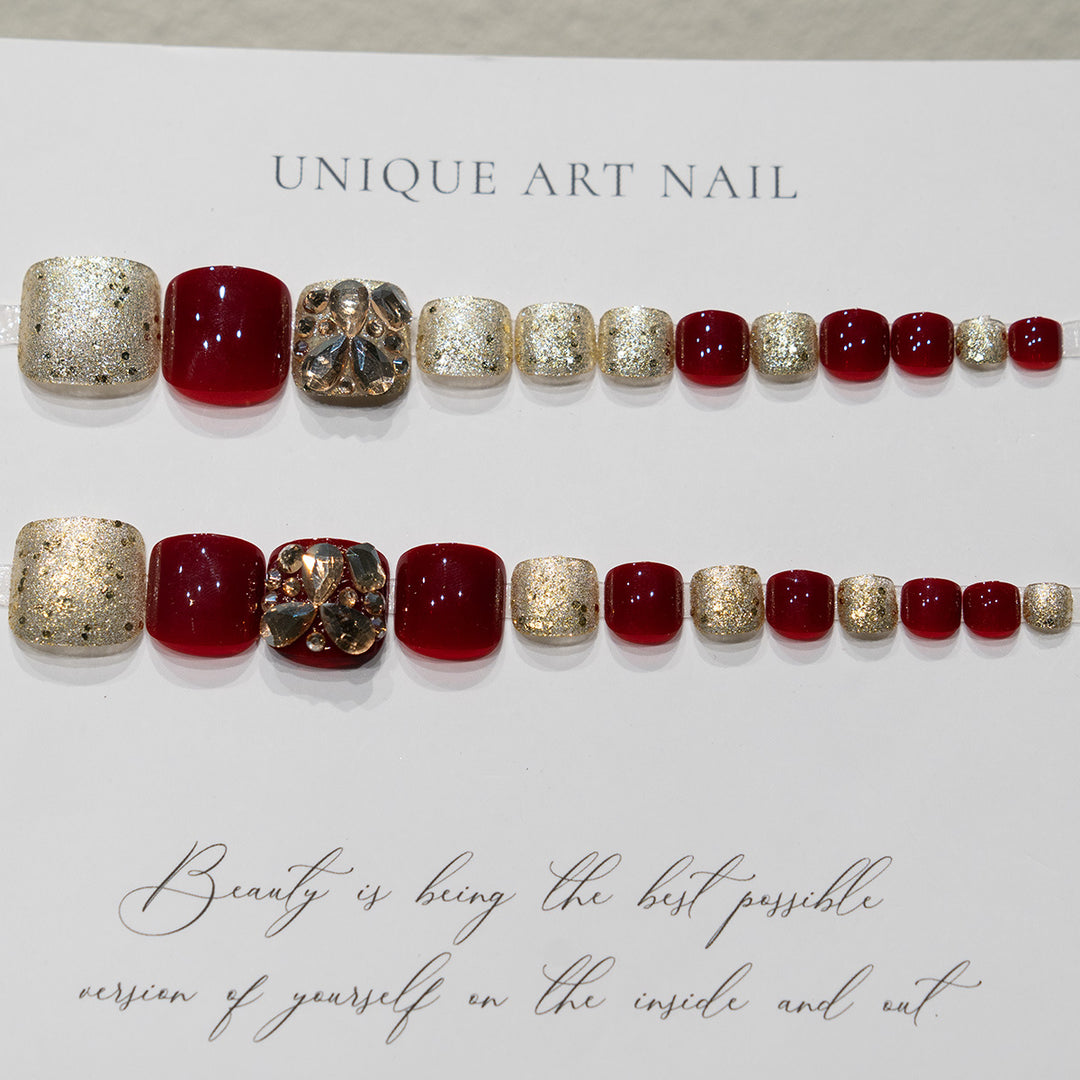 Strass-besetzte Pediküre-Nagelkunst  1791110337