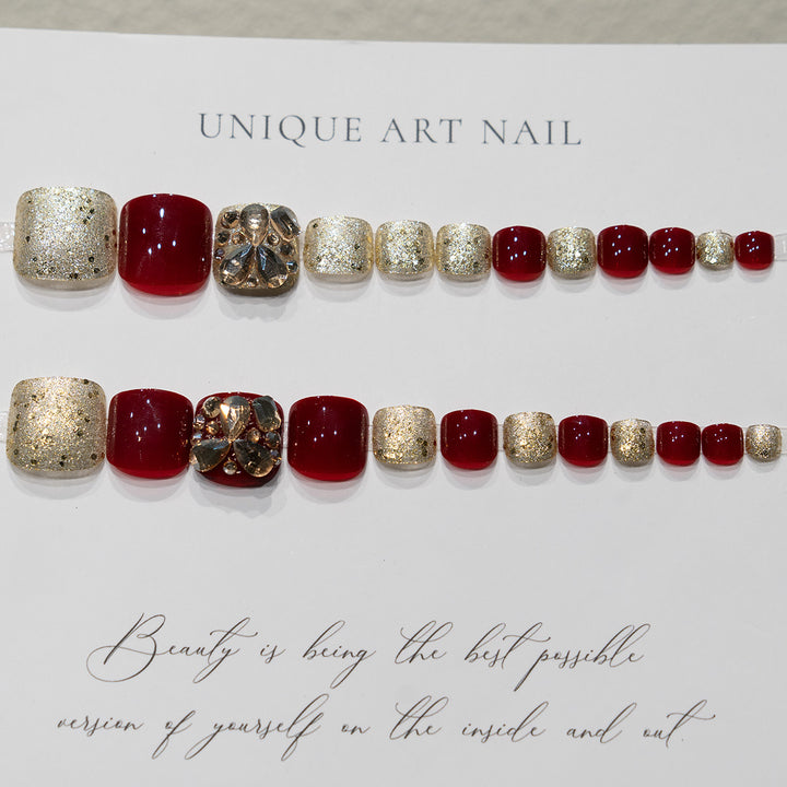 Strass-besetzte Pediküre-Nagelkunst  1791110337