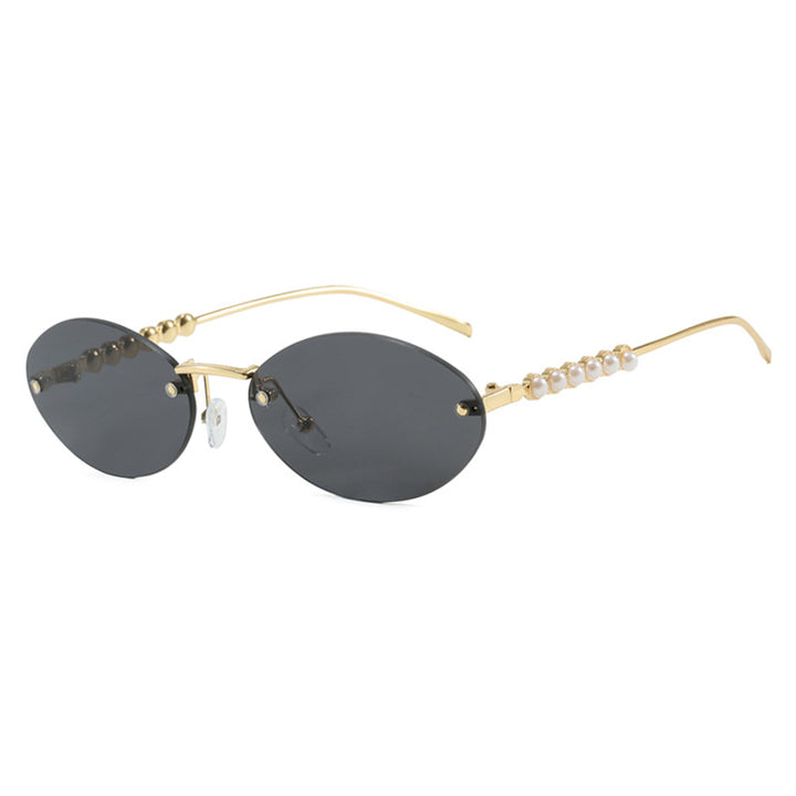 Damen stilvolle ovale Sonnenbrille mit eleganten Verzierungen Karnz