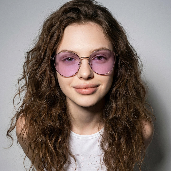 Damen geometrische Sonnenbrille mit schmalem Metallrahmen Karnz