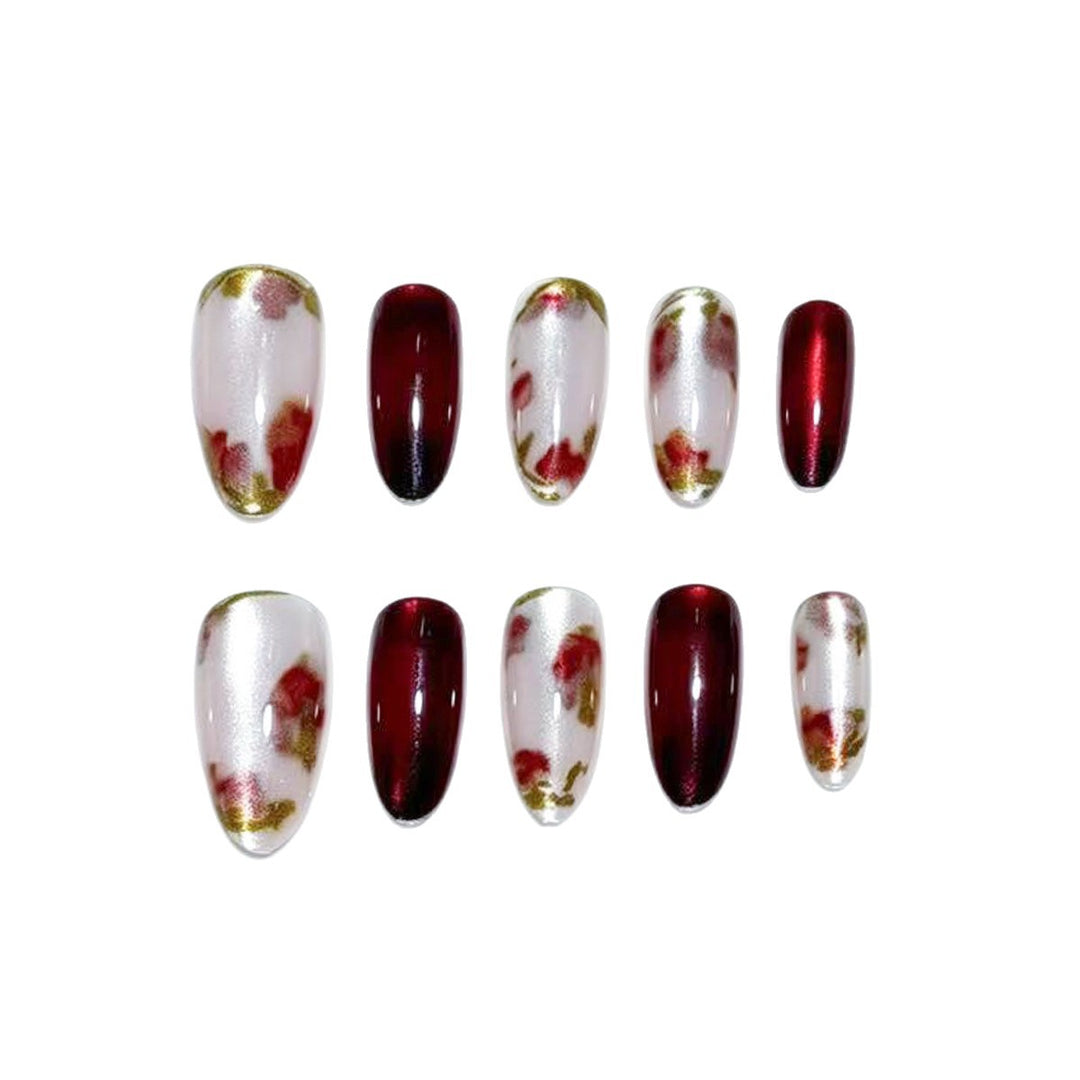 Premium Decorative Floral Press-On Nail Art Karnz