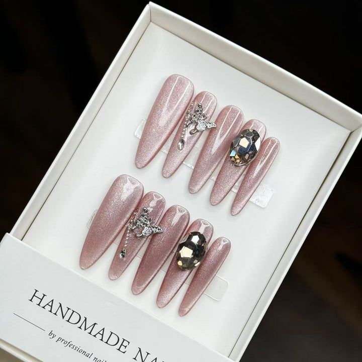 Handgemachte Glitzernde Stiletto Press-On Nägel
