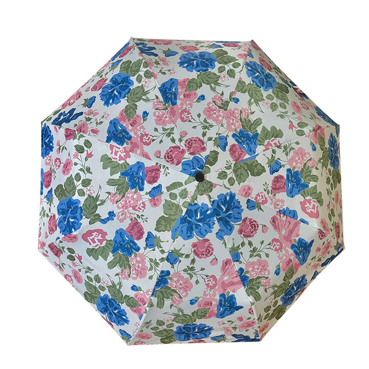 Damen Faltregenschirm mit hochwertigem Blumendesign Karnz
