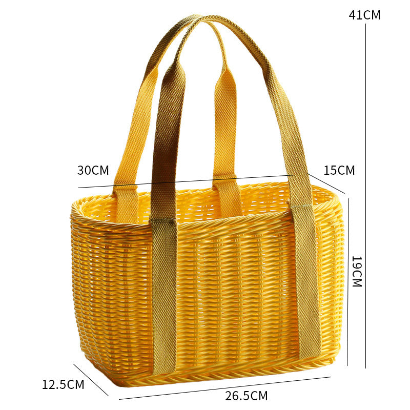 Unisex Robust geflochtener Einkaufskorb mit bequemen Stoffgriffen Karnz