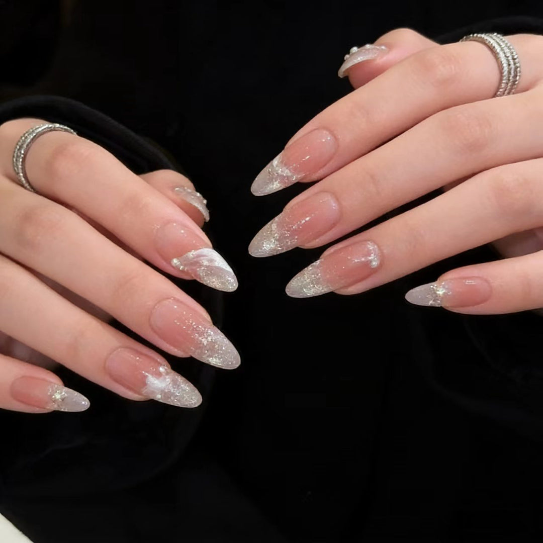 Elegante Glitter Tipps Acrylnagelerweiterungen