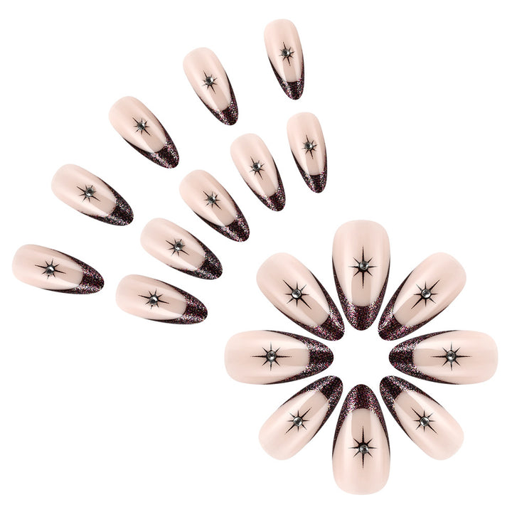 Glamourös Star-Beschmückte Französische Tip Nagelkunst Karnz
