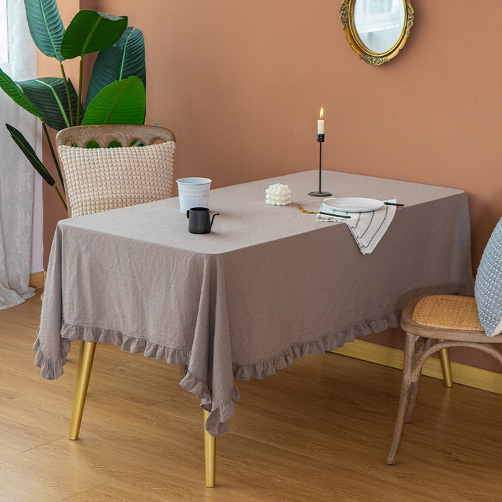 Leichte Baumwoll‑Gaze Tischdecke mit Volant und natürlicher Struktur Karnz