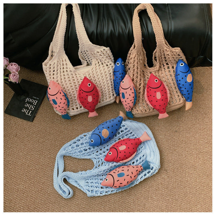 Verspielte fischthemen Häkel-Tote-Bag