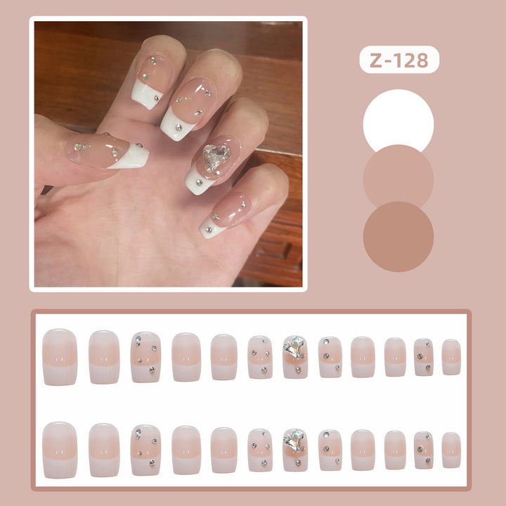 Elegantes Strass-Akzent Press-On Nagelset