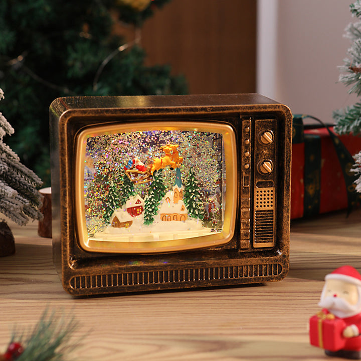 Beleuchtete Weihnachtslaterne mit Schnee- und Weihnachtsmotiv Karnz