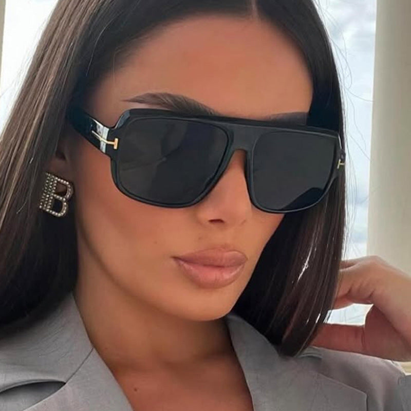Damen modische quadratische Sonnenbrille mit trendigem Schildkrötenmuster Karnz